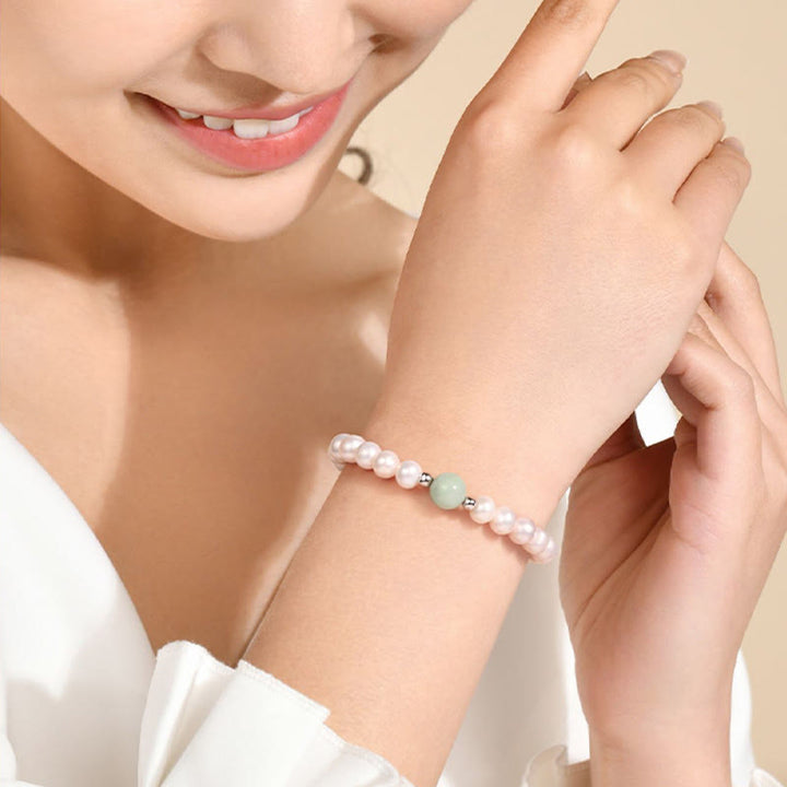 Collar curativo de jade y perlas naturales de plata de ley 925 con Buddha Stones , pendientes con caja de regalo