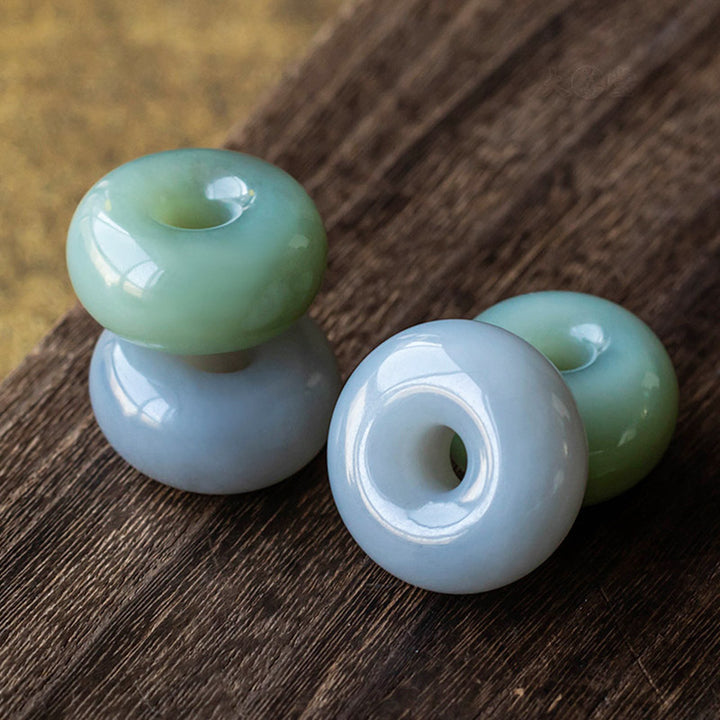 Colgante redondo natural del collar de la suerte de la hebilla de la paz del jade gris del jade