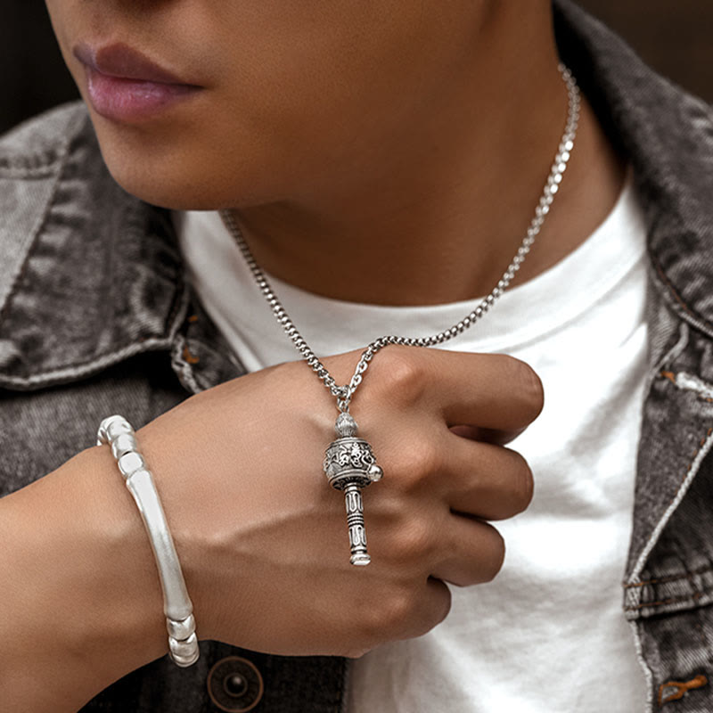 Colgante de collar giratorio con Buddha Stones , Om Mani Padme Hum tibetano, rueda de oración, sabiduría de loto - image 11