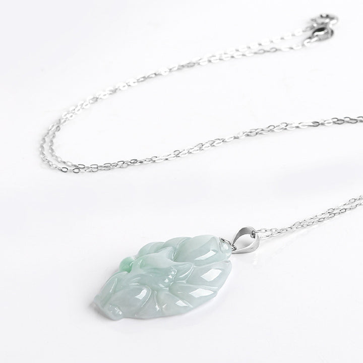 Colgante de collar de prosperidad de zorro de nueve colas de jade natural de plata de ley 925 con Buddha Stones