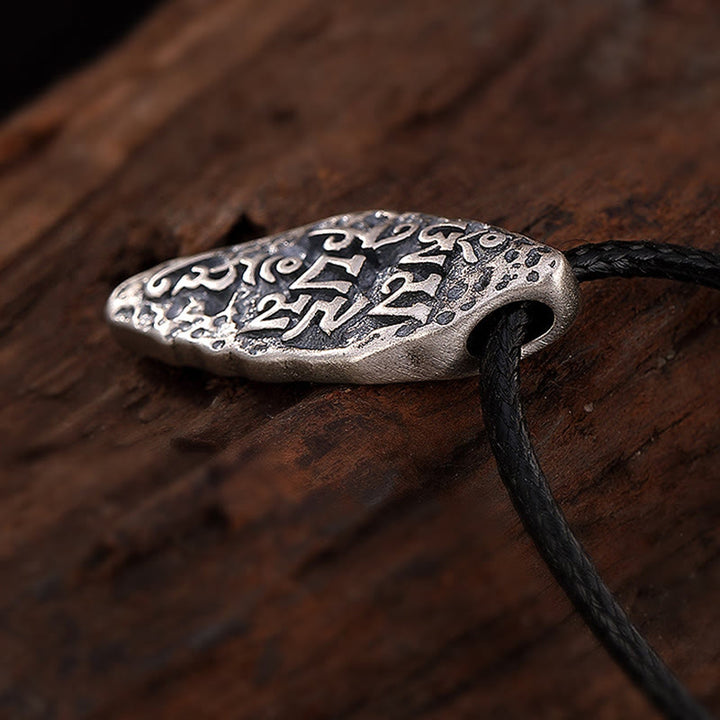 Colgante de plata de ley 925 tibetana con Buddha Stones Om Mani Padme Hum Dorje Vajra, colgante de fuerza grabado - image 6