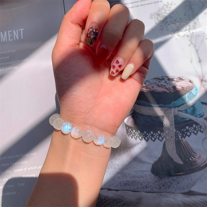 Pulsera de amor de loto de piedra lunar natural de Buddha Stones