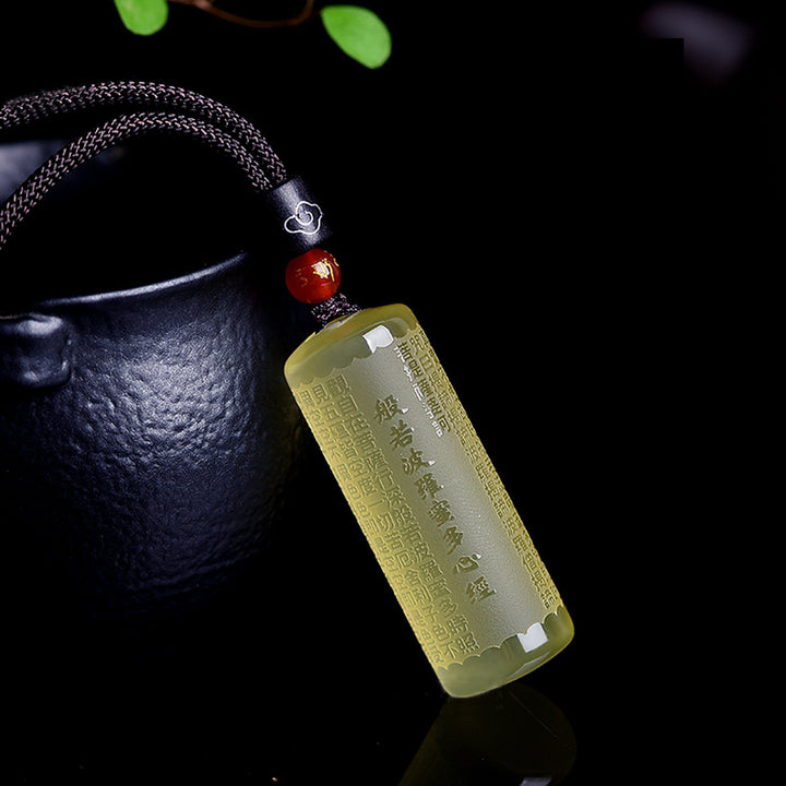 Colgante de collar de fuerza de felicidad de citrino de Sutra del corazón