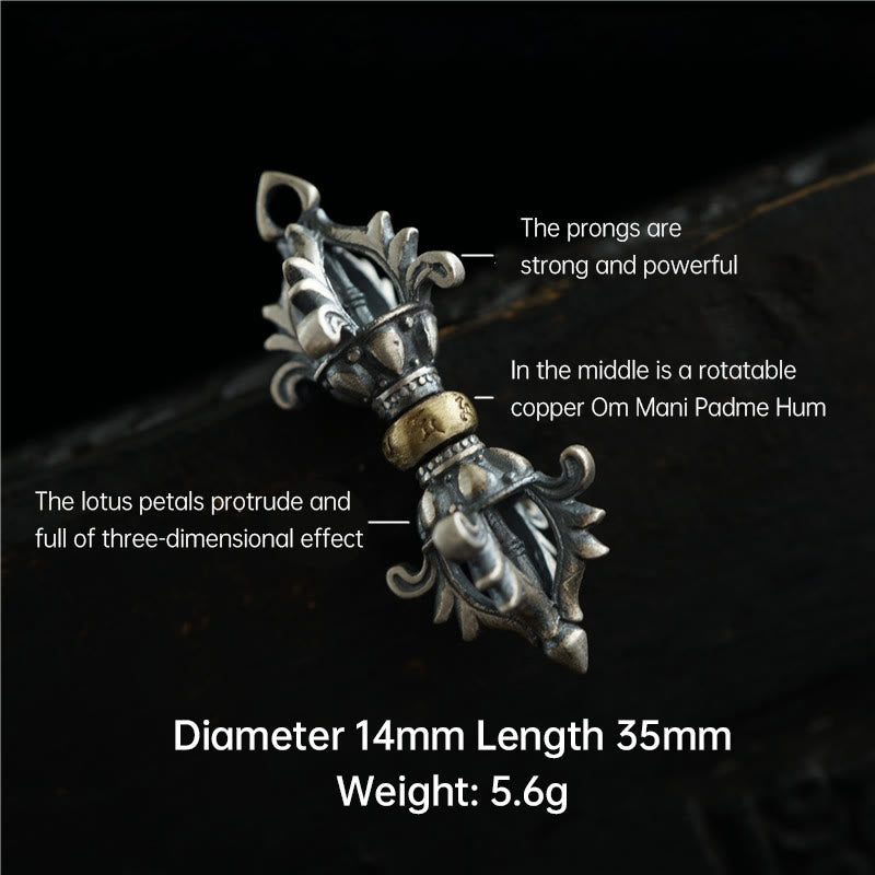 Buddha Stones de Plata de Ley 925 Om Mani Padme Hum Dorje Vajra colgante de fuerza grabado decoración colgante