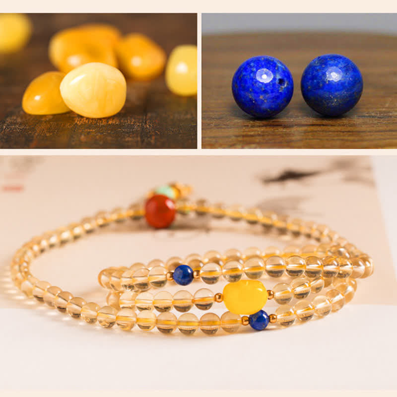 Plata de Ley 925, 108 cuentas de Mala, citrino Natural, ágata roja, ámbar, pulsera con dijes de placer