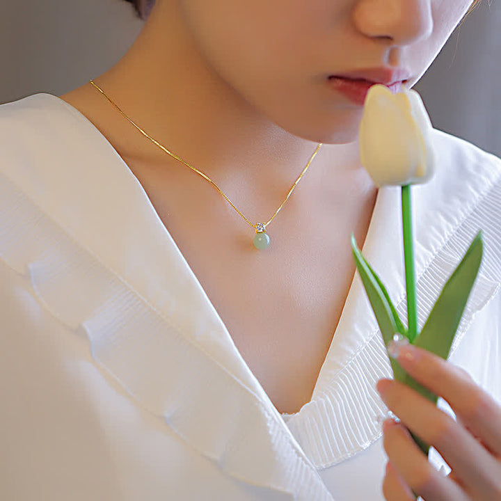 Colgante de collar de cadena de prosperidad de jade con cuentas de la suerte de Buddha Stones