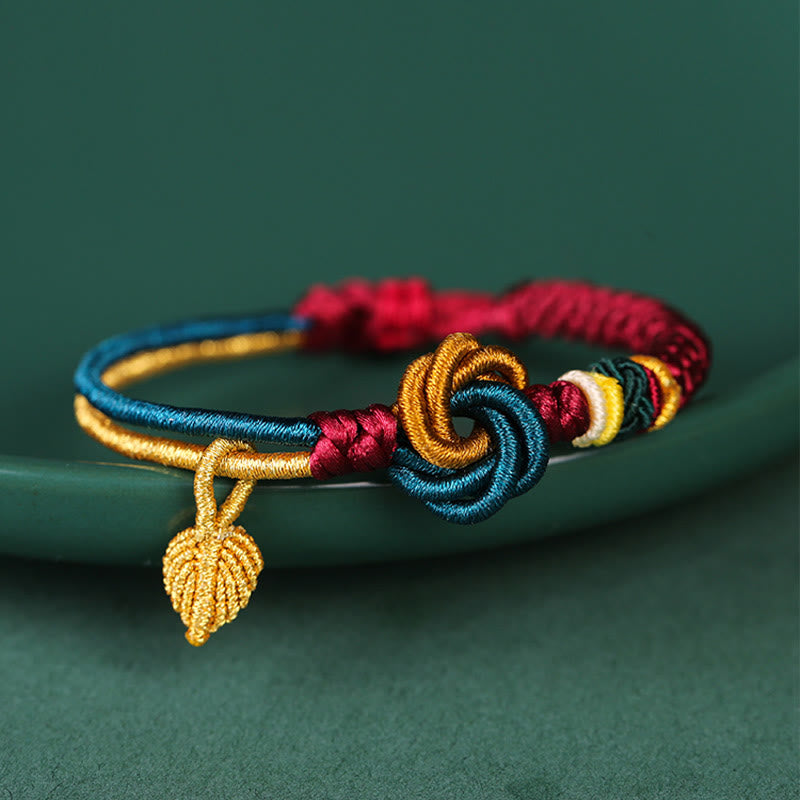 Pulsera de cuerda de la suerte con nudo de mandala hecha a mano tibetana con Buddha Stones