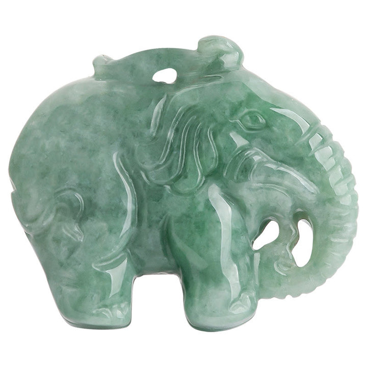 Colgante de cadena con collar de fuerza de la suerte de jade de elefante