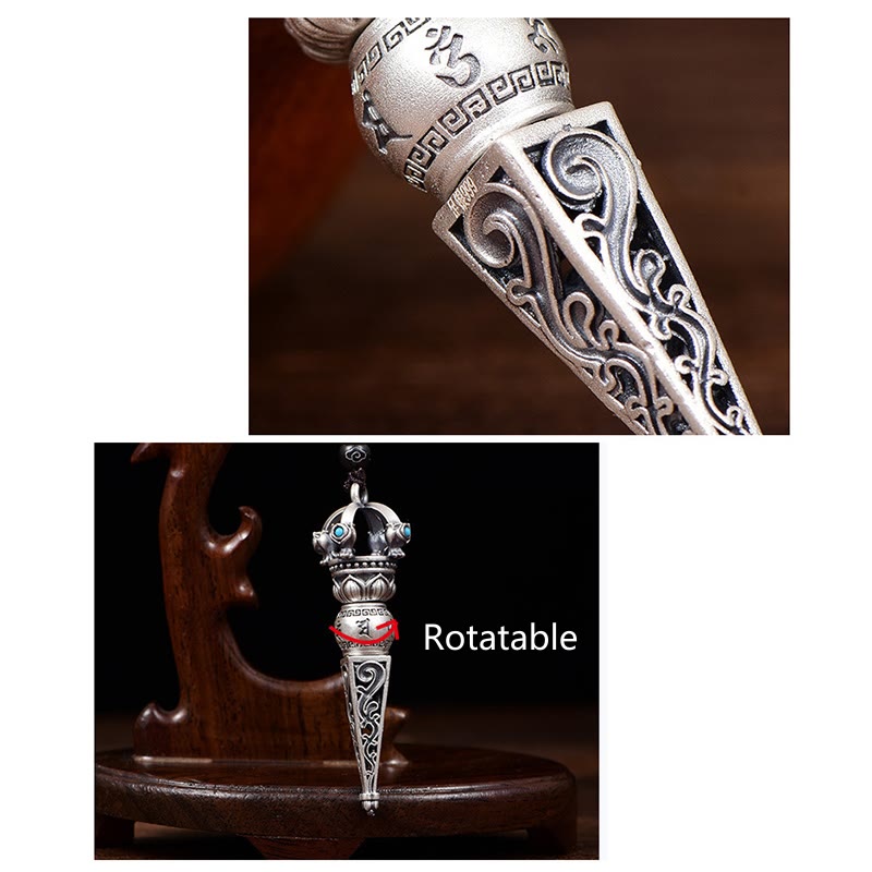 Colgante de collar giratorio con diseño de sabiduría de Buddha Stones , Om Mani Padme Hum tibetano, Dorje Vajra - image 8