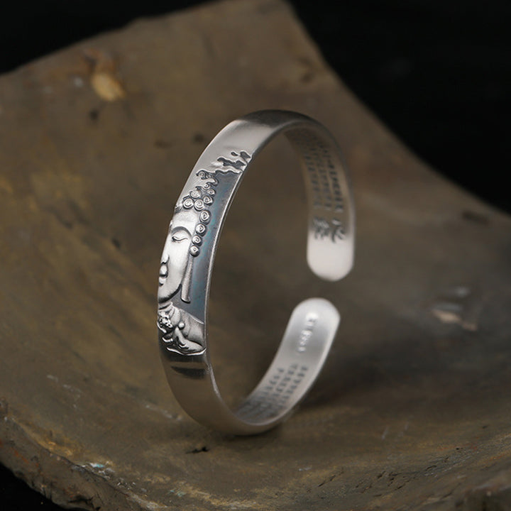 Pulsera de plata de ley 999 con Buddha Stones , cabeza de Buda, corazón, Sutra Serenity