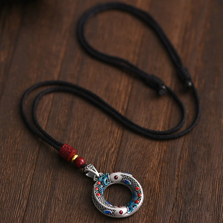 Colgante de collar con colgante de cobre con hebilla de paz y pez Koi, Buddha Stones