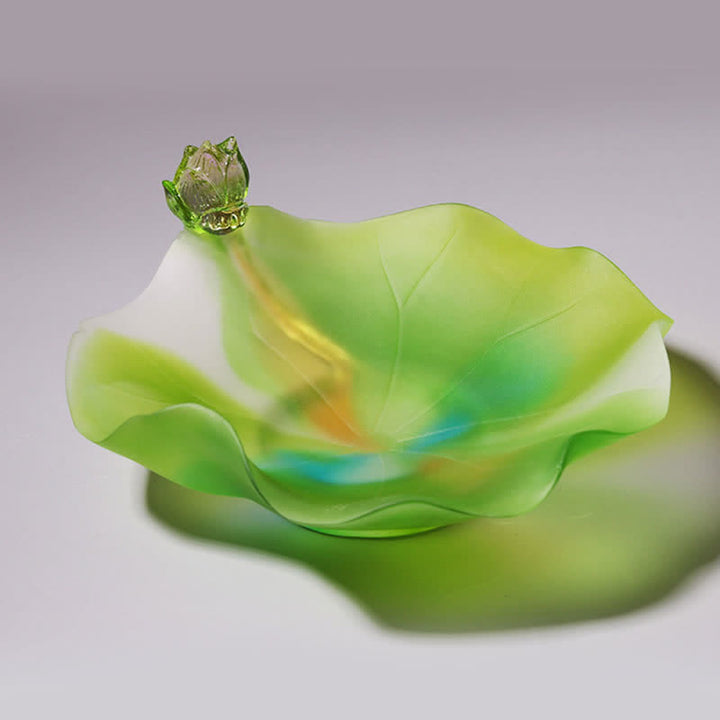 Pieza de arte de cristal Liuli hecha a mano de loto Feng Shui, decoración para el hogar y la Oficina