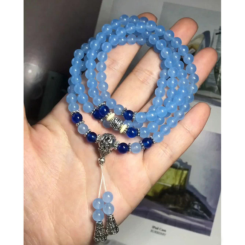 Pulsera curativa de cristal azul de 108 cuentas Mala