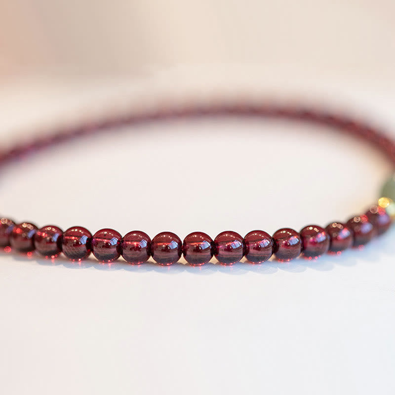 Pulsera con dije curativo de personaje Fu de la suerte, granate, cuarzo, fresa Natural, Buddha Stones
