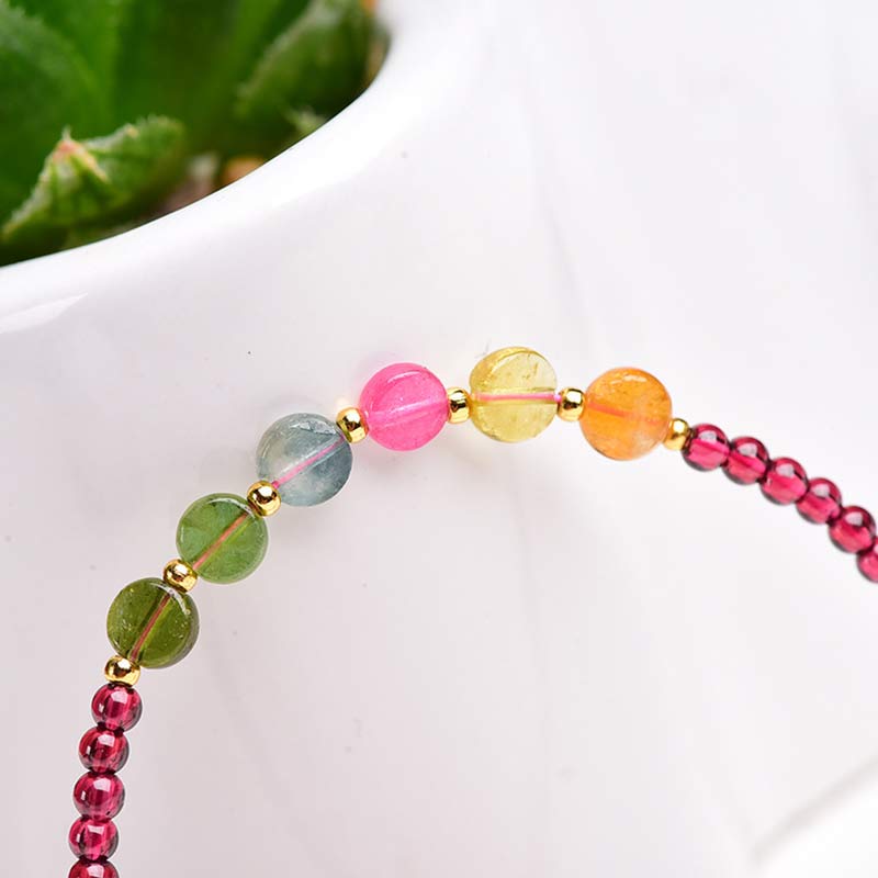 Tobillera Pulsera Protección Mariposa Turmalina Granate