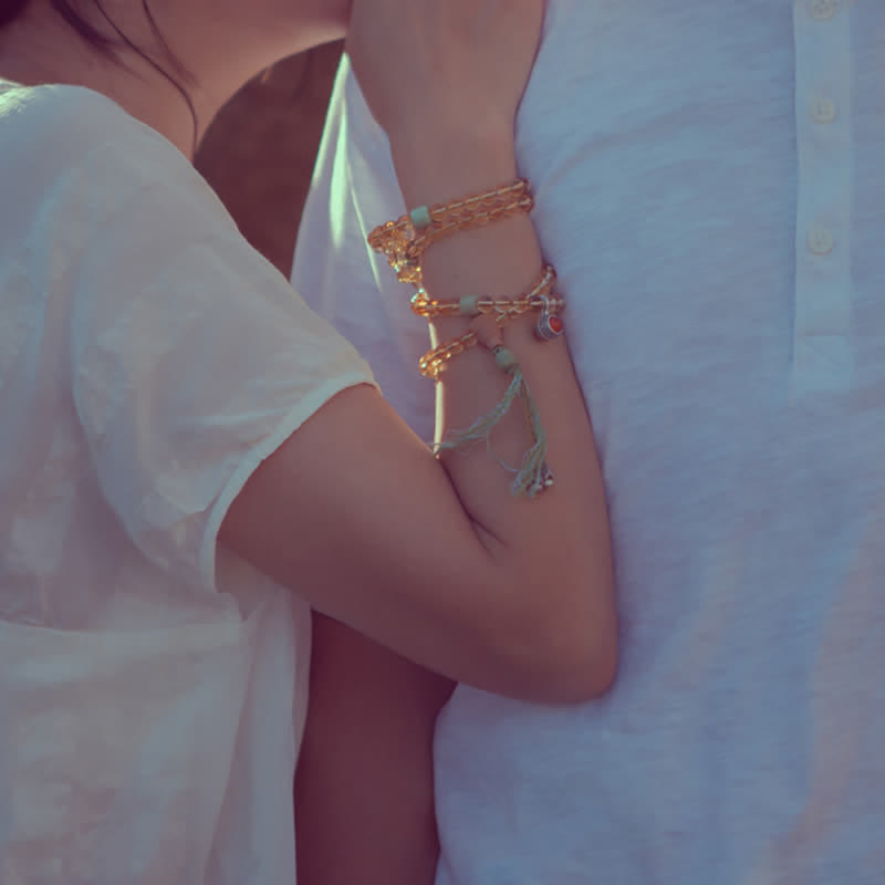 108 cuentas Mala de plata de ley 925, citrino, sándalo, turquesa, protección, pulsera de prosperidad