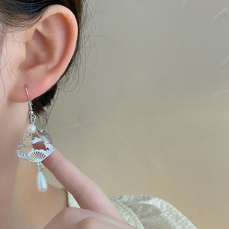 Pendientes colgantes curativos con perlas y nubes propicias, Buddha Stones