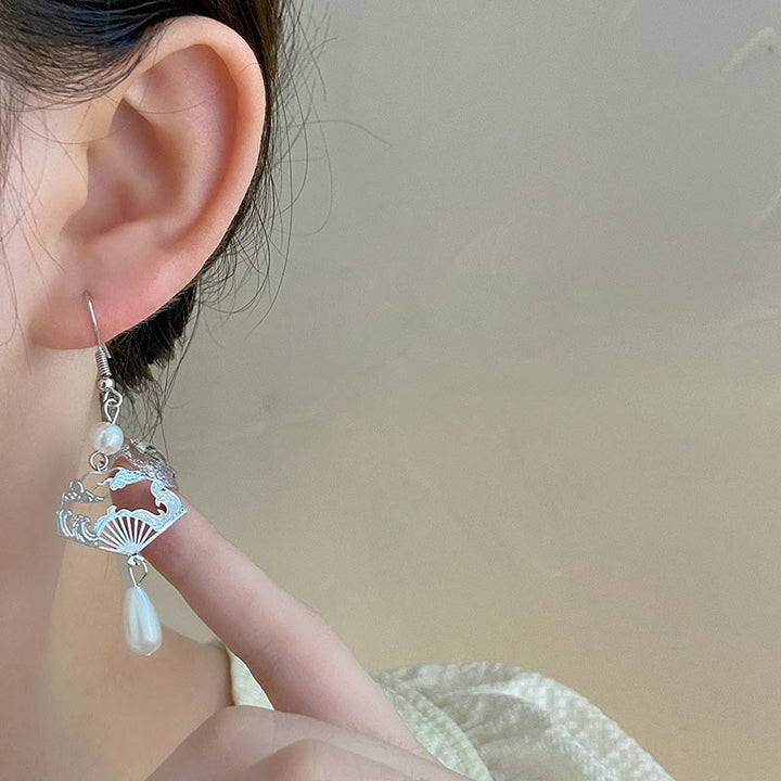 Pendientes colgantes curativos con perlas y nubes propicias, Buddha Stones