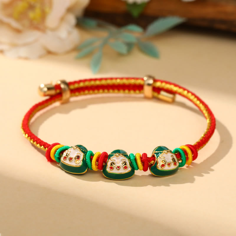 Pulsera hecha a mano para niños y adultos con diseño de Zongzi de cuerda colorida con Buddha Stones
