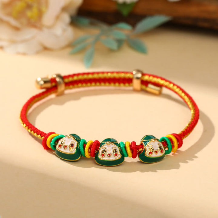 Pulsera hecha a mano para niños y adultos con diseño de Zongzi de cuerda colorida con Buddha Stones