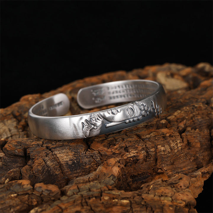 Pulsera de plata de ley 999 con Buddha Stones , cabeza de Buda, corazón, Sutra Serenity