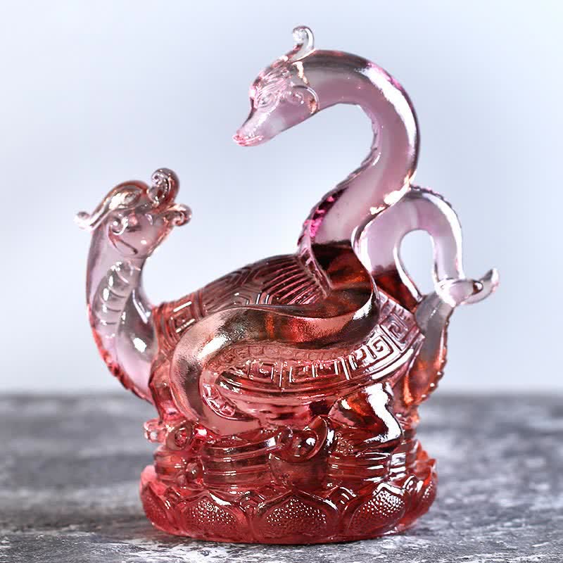 Buddha Stones Feng Shui, cuatro símbolos, dragón azul, pieza de arte de cristal Liuli hecha a mano, decoración para el hogar y la Oficina