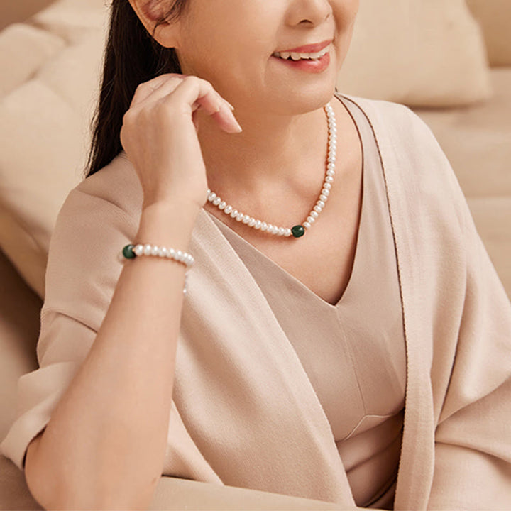 Buddha Stones de Plata de Ley 925, Perla Natural, Jade hetiano, aguamarina, sabiduría, sinceridad, collar, pulsera con colgante