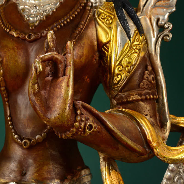 Decoración de estatua de cobre Bodhisattva Green Tara Hope