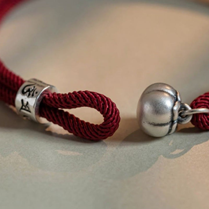 Pulsera trenzada de plata de ley 925 con Buddha Stones, Om Mani Padme Hum tibetano hecho a mano, amuleto de caqui, protección de la suerte