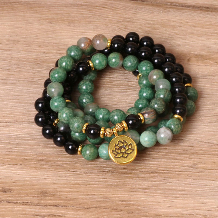 Pulsera curativa Mala de ágata natural con 108 Buddha Stones