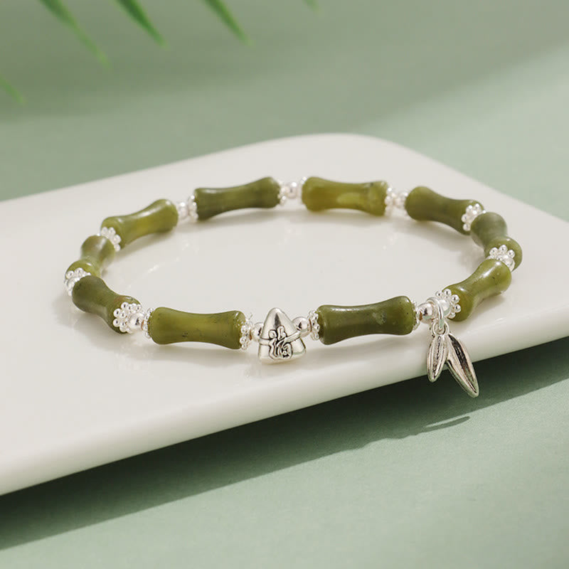 Buddha Stones Peridoto Jade Blanco Fresa Cuarzo Aventurina Verde Bambú Fu Carácter Suerte Pulsera
