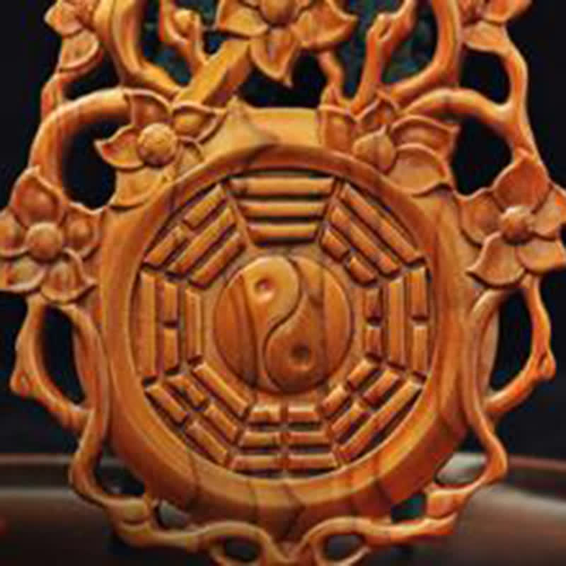 Mapa Feng Shui Bagua Madera de Durazno Mapa de Energía de Equilibrio Anudado Chino