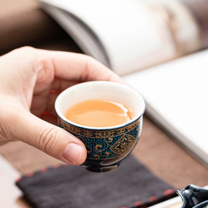 Juego de té chino Gongfu con Buddha Stones , tetera de cerámica, bolsa de regalo portátil