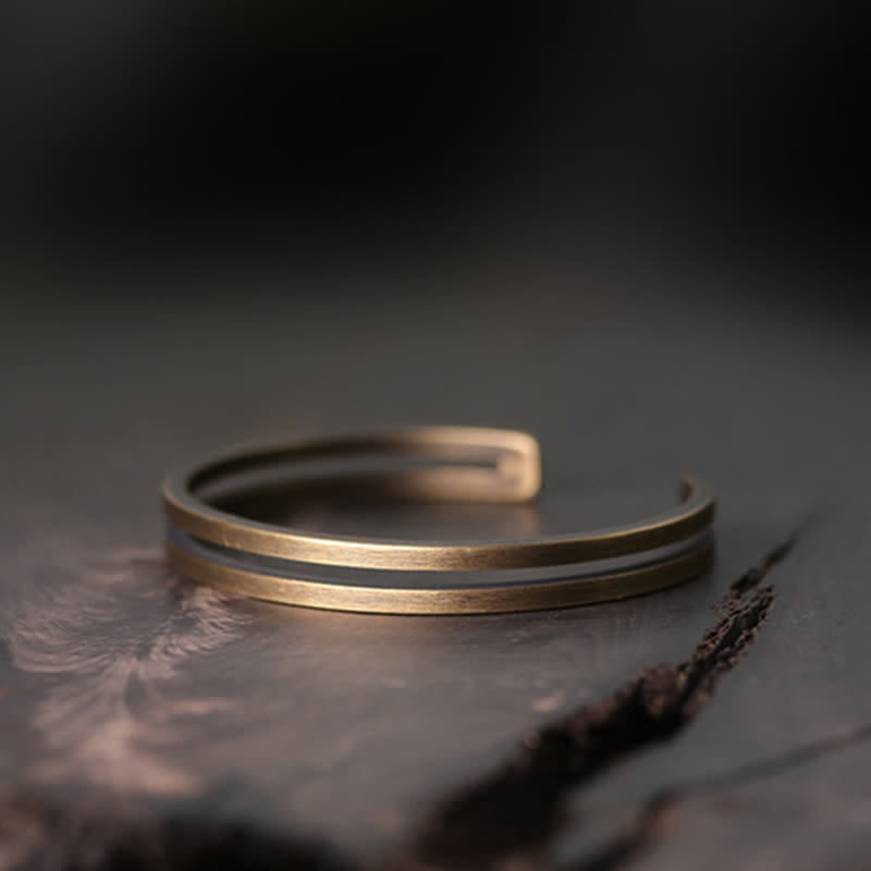 Pulsera vikinga de la suerte de cobre rústico con Buddha Stones