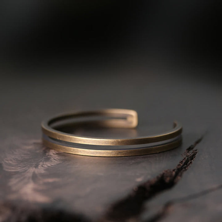 Pulsera vikinga de la suerte de cobre rústico con Buddha Stones