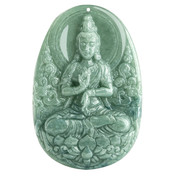 Colgante de collar de riqueza con amuleto de Avalokitesvara de Jade Natural con Buddha Stones - image 10