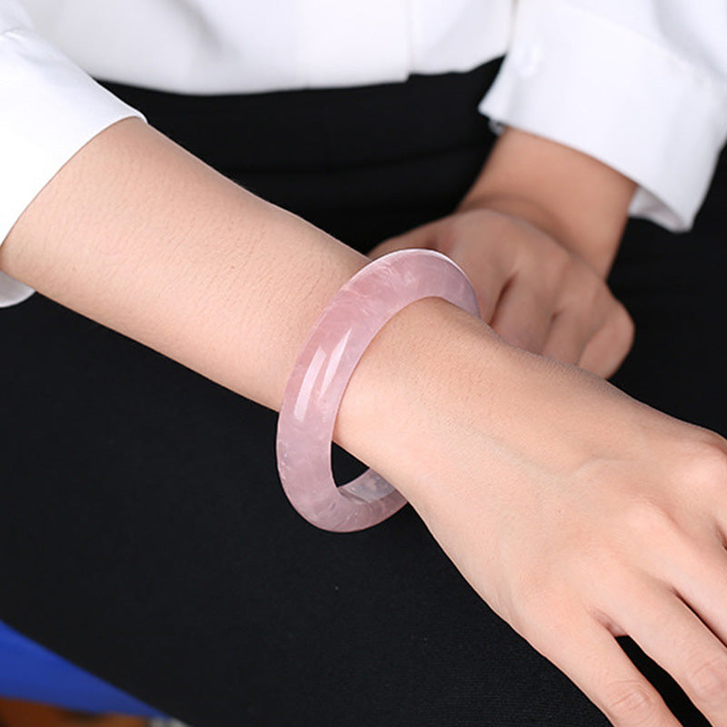 Brazalete de pulsera de cuarzo rosa natural con Buddha Stones
