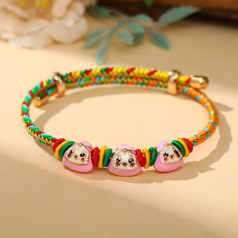 Pulsera hecha a mano para niños y adultos con diseño de Zongzi de cuerda colorida con Buddha Stones