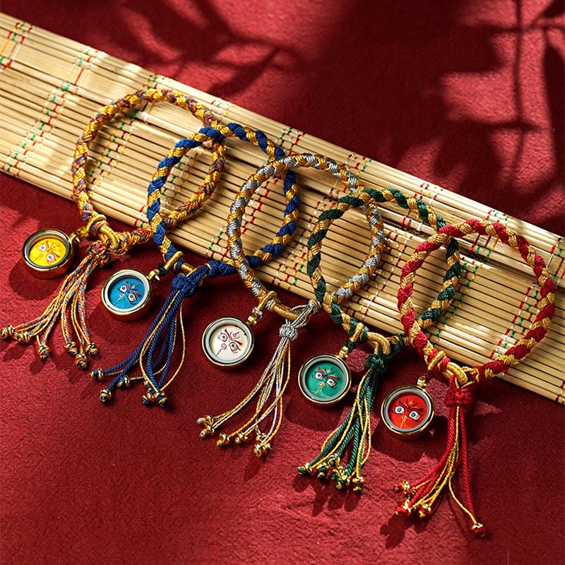 Pulsera trenzada de la suerte con cuerda a escala de dragón, cinco dioses tibetanos hechos a mano con Buddha Stones