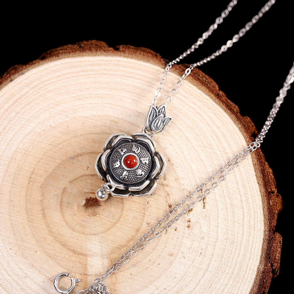 Pendientes colgantes de plata de ley 925 Om Mani Padme Hum Lotus Peace - image 3