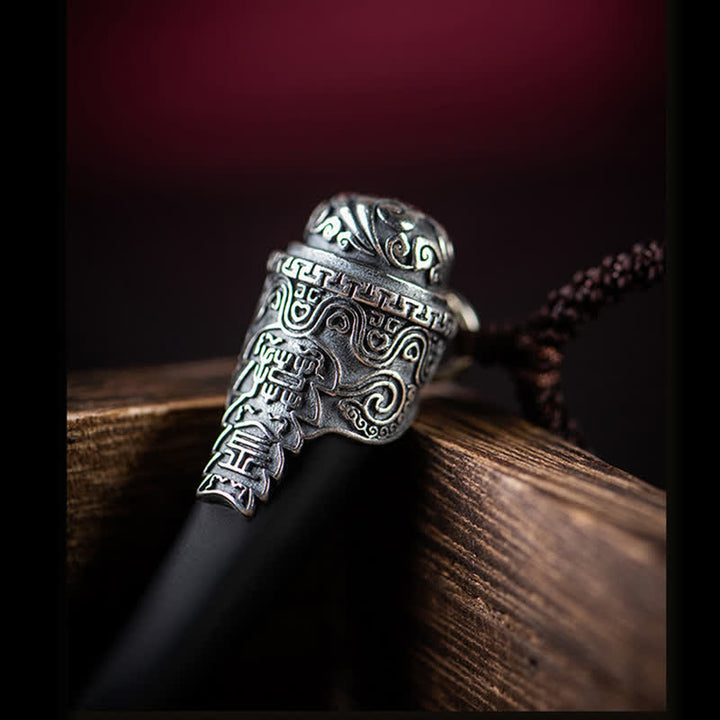 Colgante de plata de ley 925 con diseño de diente de lobo de obsidiana negra