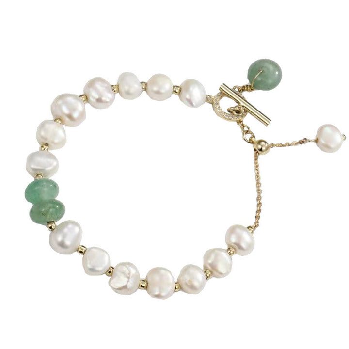 Pulsera de cadena curativa con cuentas de cuarzo fresa verde perla de Buddha Stones