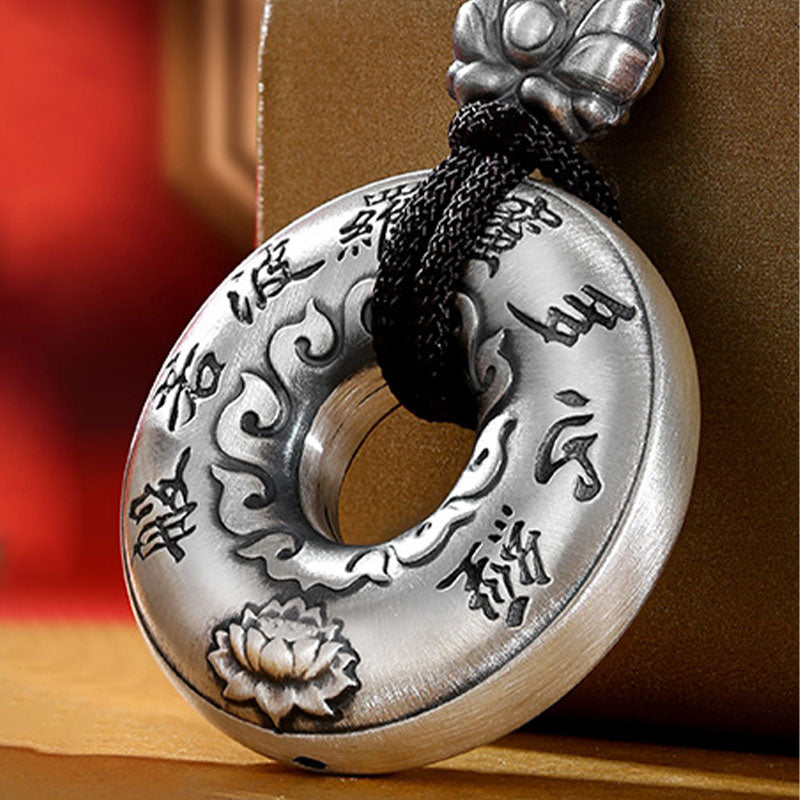 Colgante de plata de ley 999 con forma de corazón, Sutra, loto, hebilla de la paz - image 4