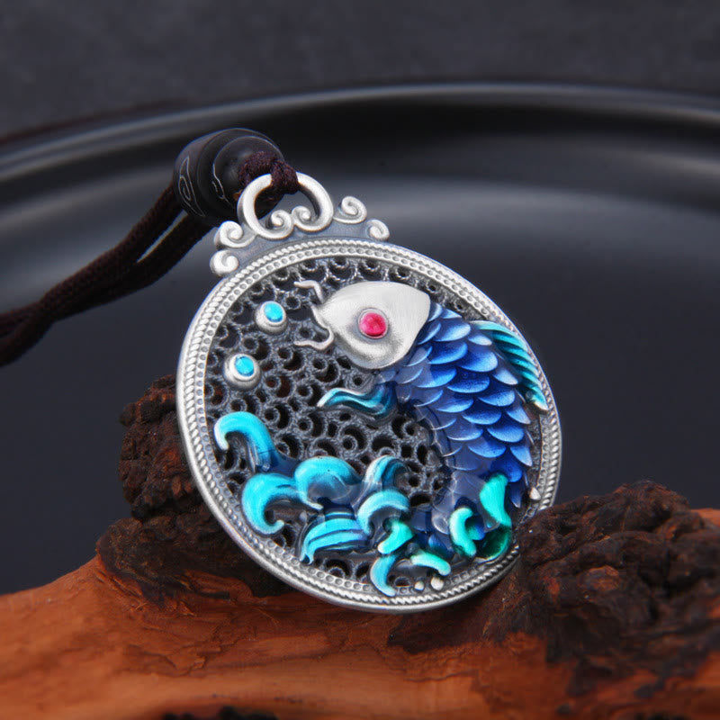 Collar con colgante de plata de ley 999 con Buddha Stones , suerte, pez koi, éxito y prosperidad - image 2