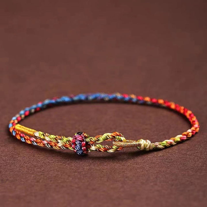 Pulsera para niño y adulto con Buddha Stones, hecha a mano, con cuerda colorida y suerte
