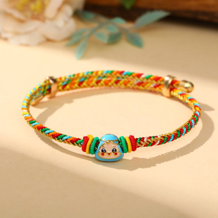 Pulsera hecha a mano para niños y adultos con diseño de Zongzi de cuerda colorida con Buddha Stones