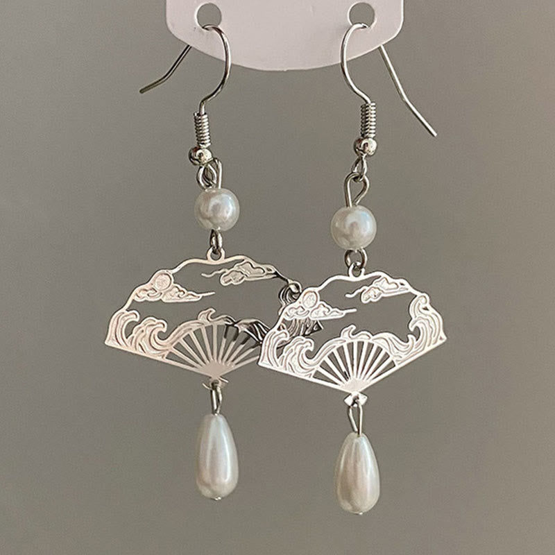 Pendientes colgantes curativos con perlas y nubes propicias, Buddha Stones