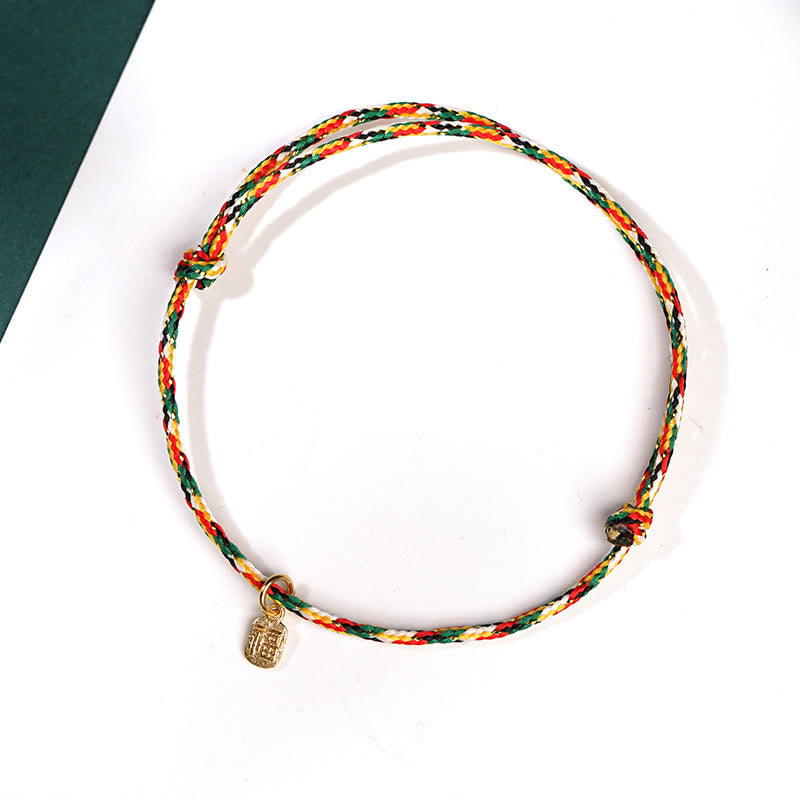 Buddha Stones auspicioso personaje Fu paz y alegría suerte pulsera multicolor hecha a mano para niños y adultos
