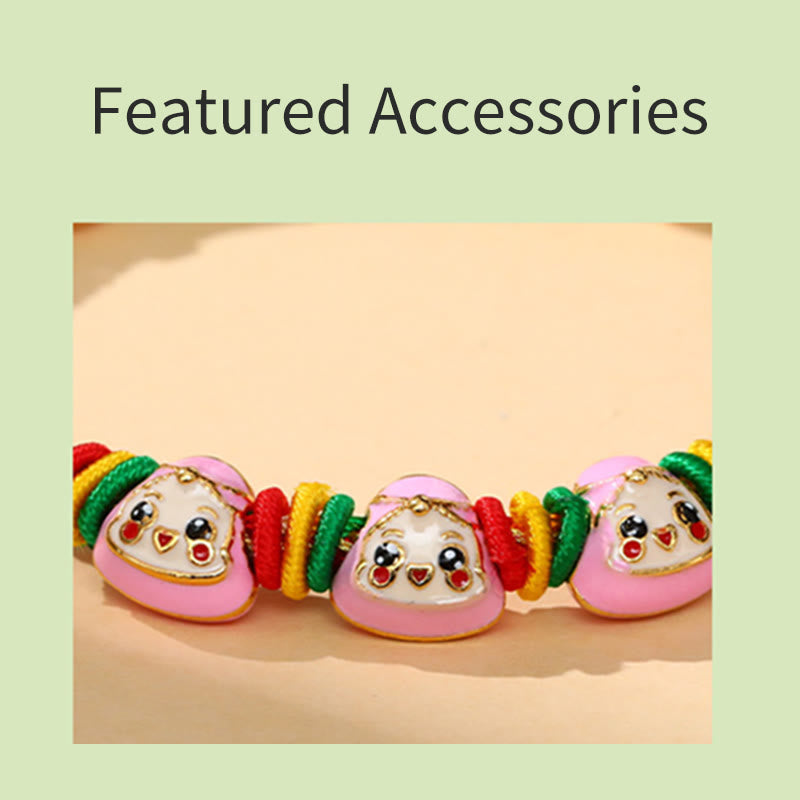 Pulsera hecha a mano para niños y adultos con diseño de Zongzi de cuerda colorida con Buddha Stones