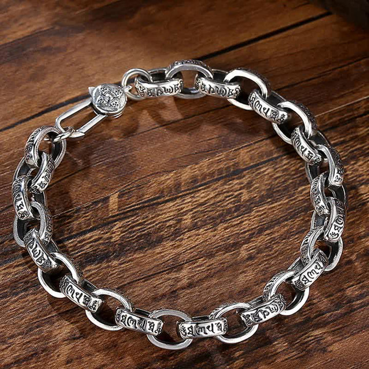 Pulsera de plata de ley 925 con grabado Om Mani Padme Hum de la paz